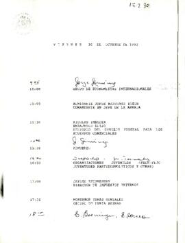 Programa viernes 30 de octubre de 1992.