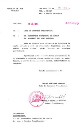 [Oficio  Gab. Pres. Ord. N° 0248 de Jefe de Gabinete Presidencial, remite copia de carta que se indica]