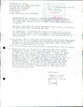 [Carta de opinión referente a situación de misiles rusos en Cuba dirigida al Presidente Patricio Aylwin]
