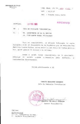 [Oficio  Gab. Pres. Ord. N° 0515  de Jefe de Gabinete Presidencial, remite copia de carta que se indica]