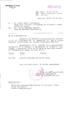 [Oficio  Gab. Pres. Ord. N° 0361 de Jefe de Gabinete Presidencial, remite copia de carta que se indica]