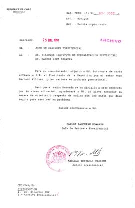 [Oficio  Gab. Pres. Ord. N° 0382 de Jefe de Gabinete Presidencial, remite copia de carta que se indica]