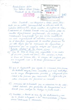 [Carta de dos profesoras de La Serena para pedir modificaciones al Estatuto Docente]