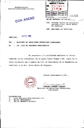 [Carta del Ministro de Relaciones Exteriores Subrogante dirigida al Jefe de Gabinete Presidencial, referente a solicitud de particular en Venezuela]