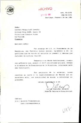 [Carta de respuesta del Jefe de Gabinete Presidencial ante solicitud de particular]