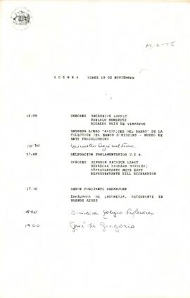 Agenda del 19 de Noviembre de 1990.
