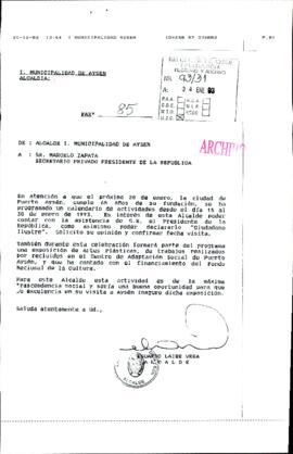 [Fax N° 85 de la Municipalidad de Aysén]