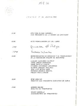 Programa de S.E el Presidente el 1 de Julio de 1993