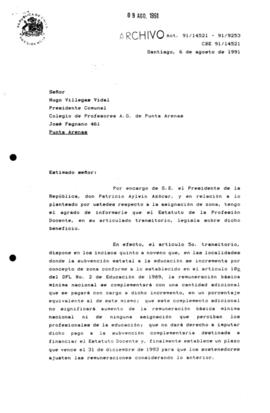 [Carta de respuesta a solicitud enviada por el Sr. Hugo Villegas Vidal]