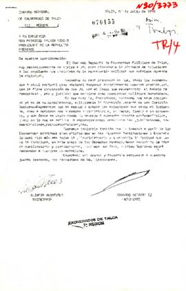 [Carta solicitando la formación de una Comisión GObierno- Exonerados].