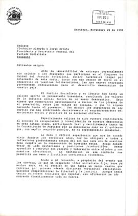 [Carta del Presidente Patricio Aylwin al Presidente y Secretario General del Partido Socialista]
