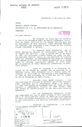 [Carta del Servicio Nacional de Aduanas, en respuesta a solicitud del Gobernador Provincial de Aysén]