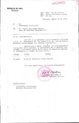 [Oficio Ord. N° 1416  de Jefe de Gabinete Presidencial, remite copia de carta que indica]