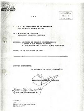 [Carta relativa a Proyecto de Reforma Constitucional]