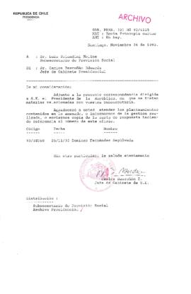 [Oficio Gab. Pres. Ord. N° 6125 de Jefe de Gabinete Presidencial, remite copia de carta que se indica]