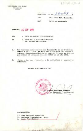 [Carta del Jefe de Gabinete Presidencial a Jefe de la División Ejecutiva, Isidro Solís]