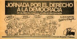 Jornada por el derecho a la Democracia: 20 de Marzo, vivamos un día en Democracia