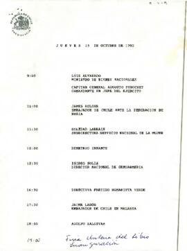 Programa Jueves 15 de Octubre de 1992.