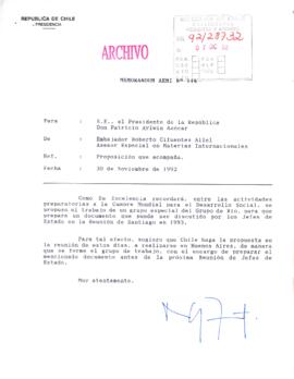 [Memorandum N° 114: sobre proposición de Chile al Grupo de Río]