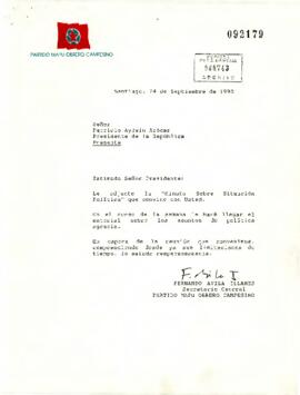 [Carta del Secretario General del MAPU al Presidente Patricio Aylwin]