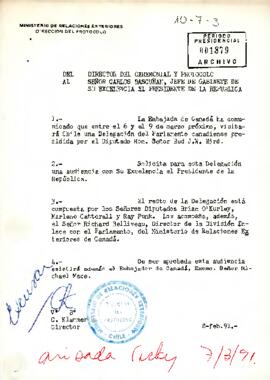 Carta de solicitud de audencia de la Embajada de Canadá en Chile