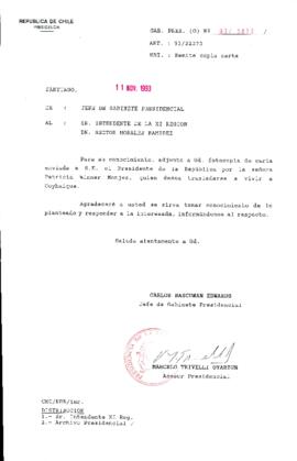 [Oficio Gab. Pres. N° 5813 de Jefe de Gabinete Presidencial, remite copia de carta que se indica]