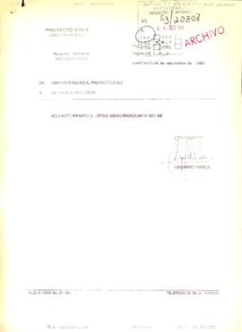 [Fax de Director Nacional proyecto Chile, remite memorandum]