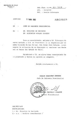 [Oficio Gab. Pres. Ord. N° 5829 de Jefe de Gabinete Presidencial, remite copia de carta que se indica]