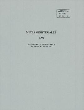 Metas Ministeriales 1991 - Síntesis Estado de avance al 31 de julio de 1991.