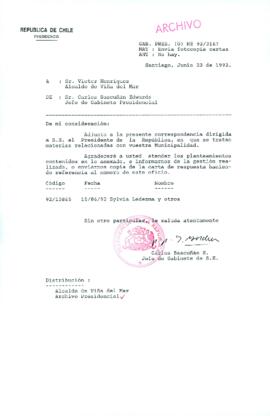 [Carta del Jefe de Gabinete de la Presidencia a Alcalde de Viña del Mar]