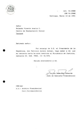 Carta remitida al Ministerio de Justicia