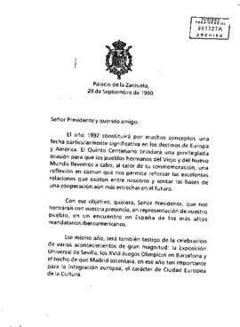 [Invitación del Rey de España al Presidente Patricio Aylwin]