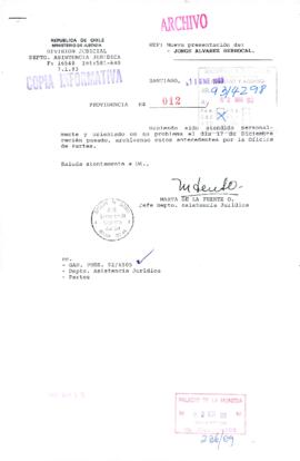 [Orden N° 012 de la División Judicial Providencia del Ministerio de Justicia]