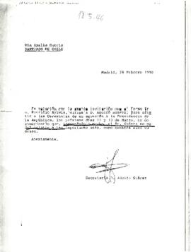 [Carta del Ex-Presidente de España, Adolfo Suárez]