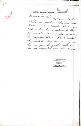 [Carta de Senador Andrés Zaldivar por situación de División Chuquicamata]