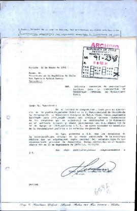 Carta de solicitud de concesión de personalidad jurídica para la CORPORACION DE DESARROLLO INTEGR...