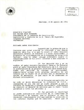 [Carta del Presidente Patricio Aylwin al Senador Hernán Rojo]