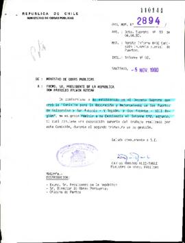 [Oficio N° 2894 de Ministro de Obras Públicas, remite informe Nº 2 de Comisión Interministerial de Puertos]