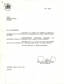 [Carta de respuesta a solicitud de audiencia del Sr. Fernando Molina Diario La Época]
