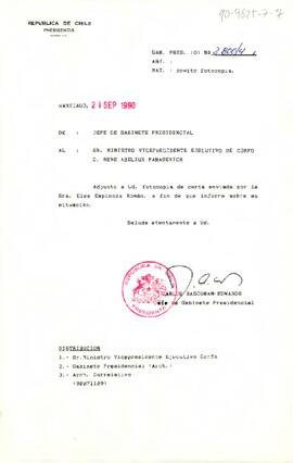 [Carta del Jefe de Gabinete Presidencial al Ministro Vicepresidente Ejecutivo de CORFO]