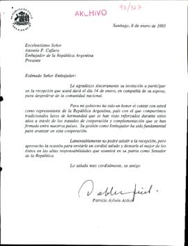 [Respuesta del Presidente Patricio Aylwin a Embajador de Argentina en Chile]