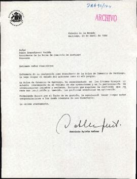 [Carta de Presidente Patricio Aylwin a Presidente de la Bolsa de Comercio de Santiago]