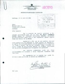[Carta de la Jefa de Sección Partes y Archivos del Ministerio del Planificación y Cooperación]