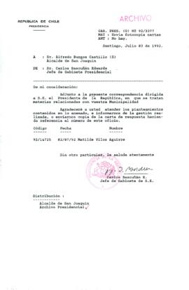 [Carta del Jefe de Gabinete de la Presidencia a Alcalde (S) de San Joaquín]