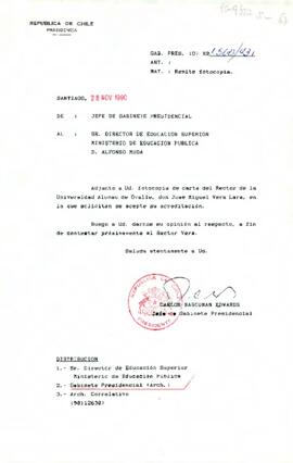 [Carta del Jefe de Gabinete Presidencial al Director de Educación Superior, Alfonso Muga]