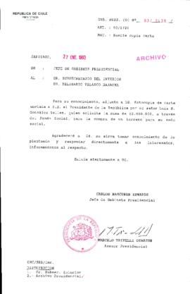 [Carta del Ministerio del Interior, adjunta solicitud]