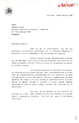 [Carta solicitando a SERNATUR un estudio técnico de la infraestructura turística de Valdivia].