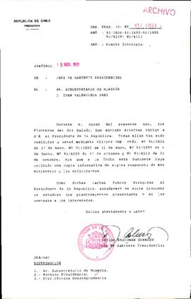 [Envío de fotocopias de cartas al Sr. Subsecretario de Minería D. Iván Valenzuela Rabi]