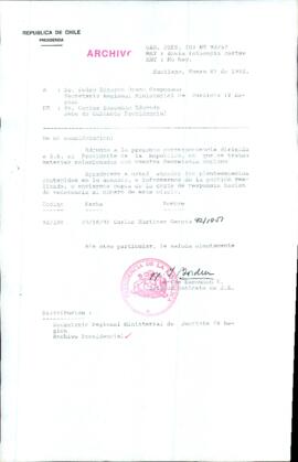 [Carta de Jefe de Gabinete de la Presidencia al SEREMI de Justicia IV Región]