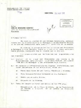 [Carta sobre la visita del Presidente a la ciudad de Rancagua]